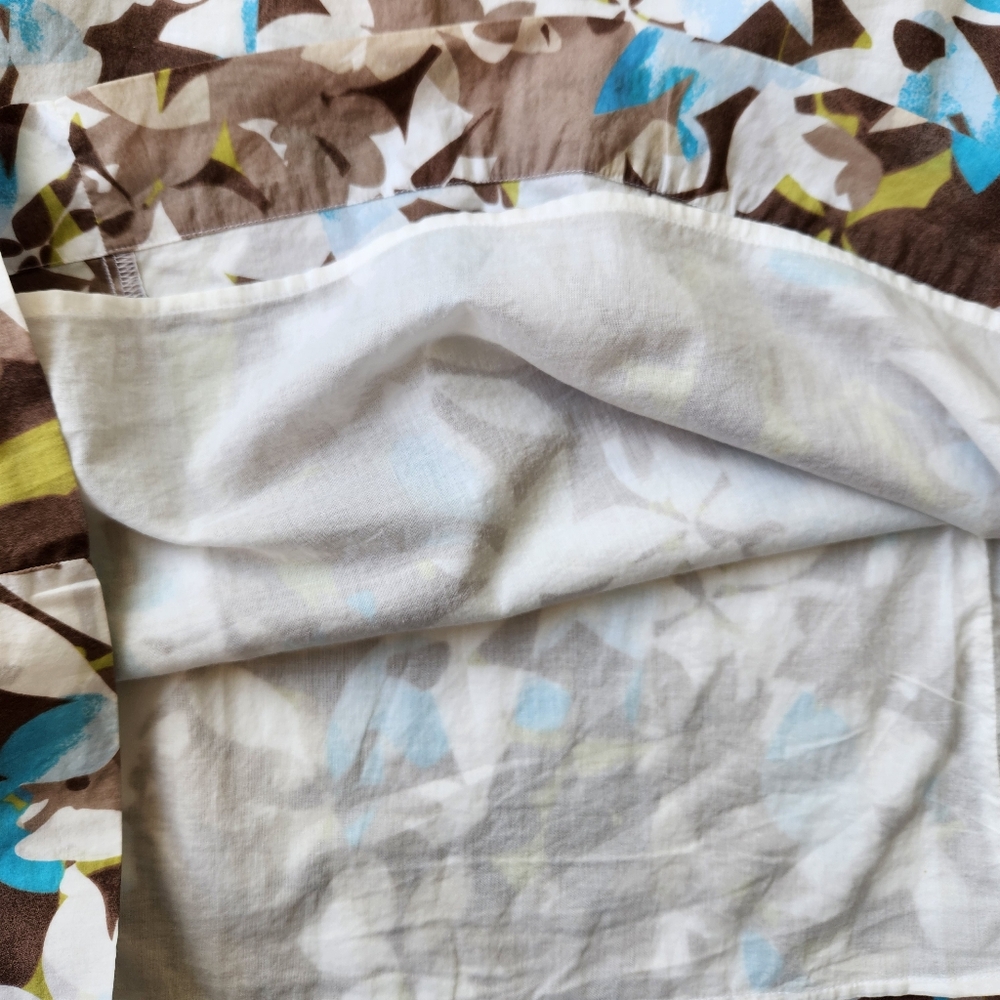 J. Jill Midi Dress Summer Floral Print Straps Blue Aqua Brown White 16 Petite - Picture 9 of 14